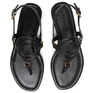 Coach Jeri Logo Leather Sandals | Designer Slide Sandals | Size 6 | NEW